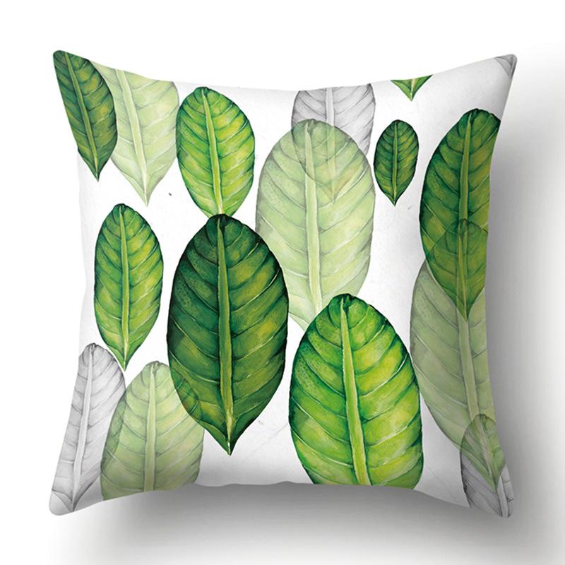 Polyester Pillowcase Green Tree Leaf Pillowcase Home Soft Furnishing Car Cushion Cover