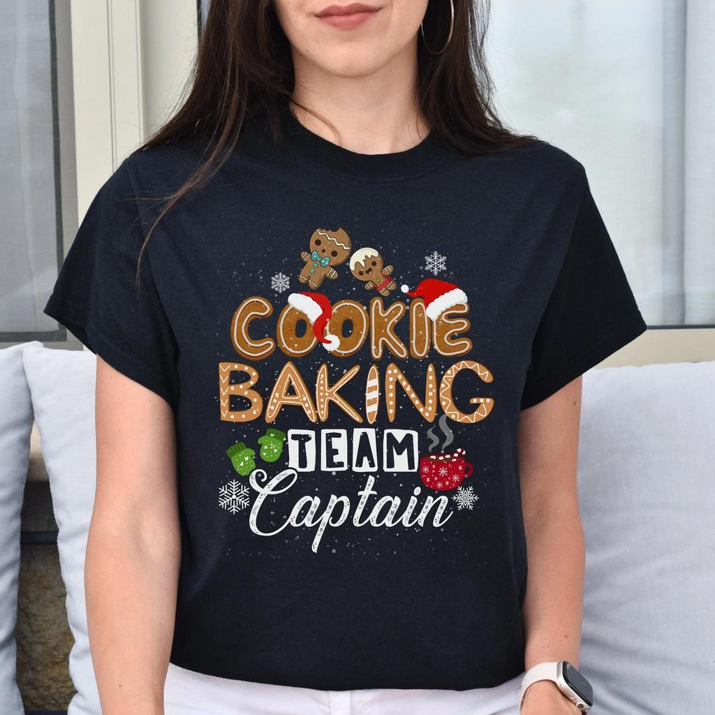 Cookie Baking Team Captain Christmas Unisex Shirt Black Dark Heather