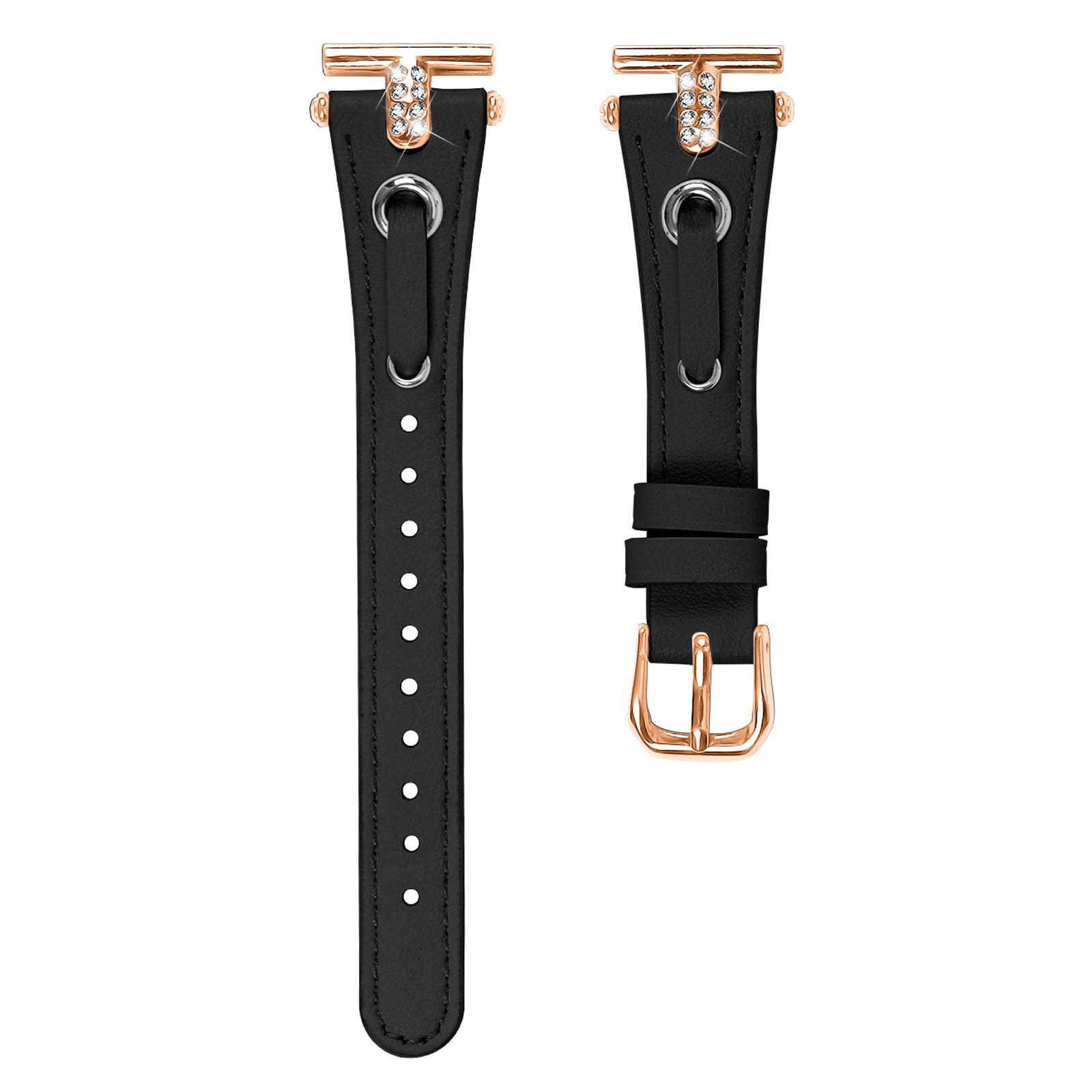 

For LG Watch Sport Rose Gold Buckle Wrist Watch Band Genuine Cow Leather Strap Replacement Black