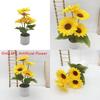 Sunflowers Flower Decor With Silk Fabric Rain Flower Stones For Wedding And Photography Props