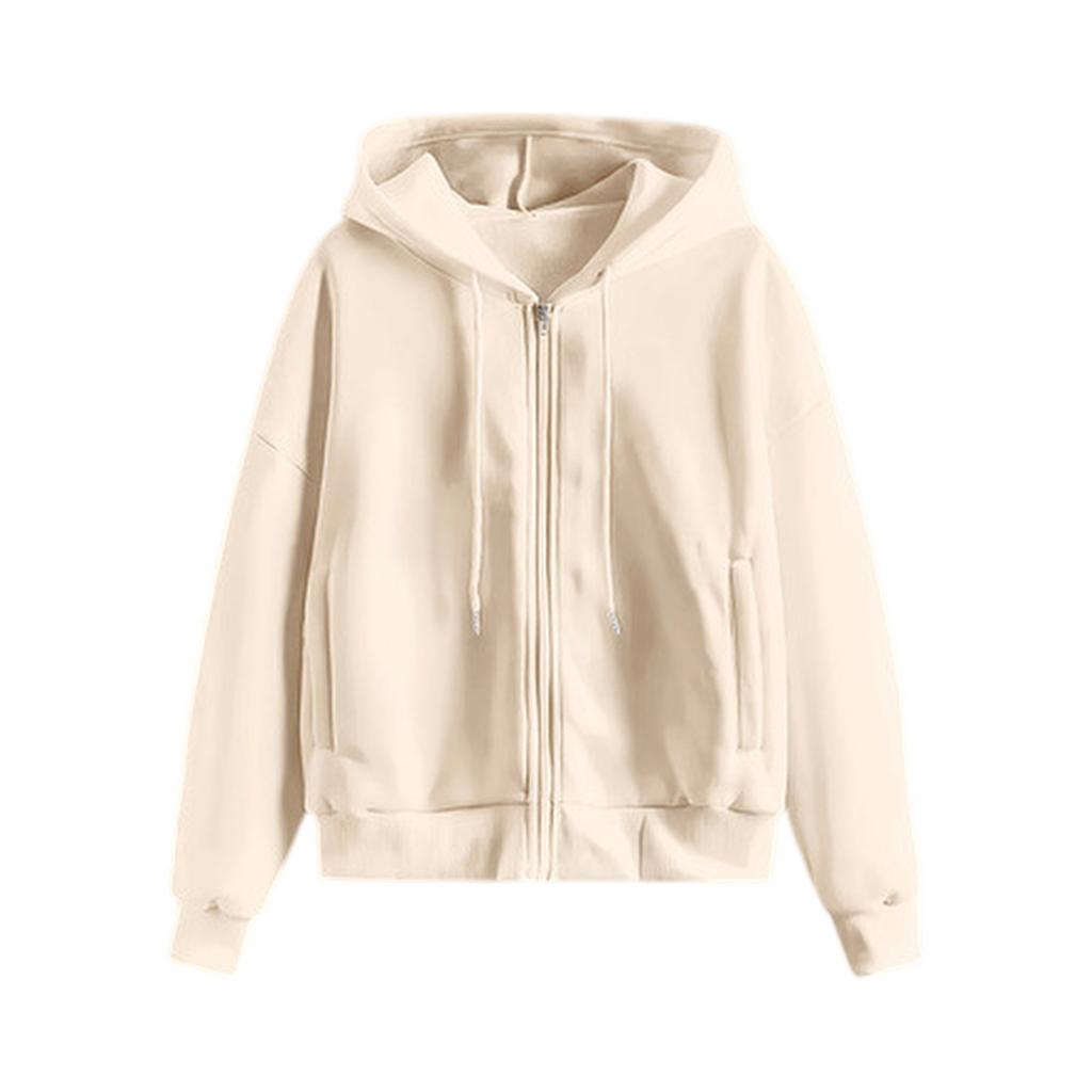 Women's Plus Size Loose Comfortable Casual Fashionable Solid Color V-Neck Long Sleeved Sweatshirt Coat