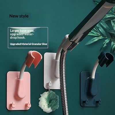 1Pc Self Adhesive 360° Adjustable Shower Head Holder Wall Mount with 2 Hooks for Bathroom Showerhead Bracket.