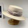French Celebrity Style High Quality Flat Top Hat Women's Autumn and Winter Australian Wool Felt Hat Ribbon Top Hat Elegant Fashion Hat