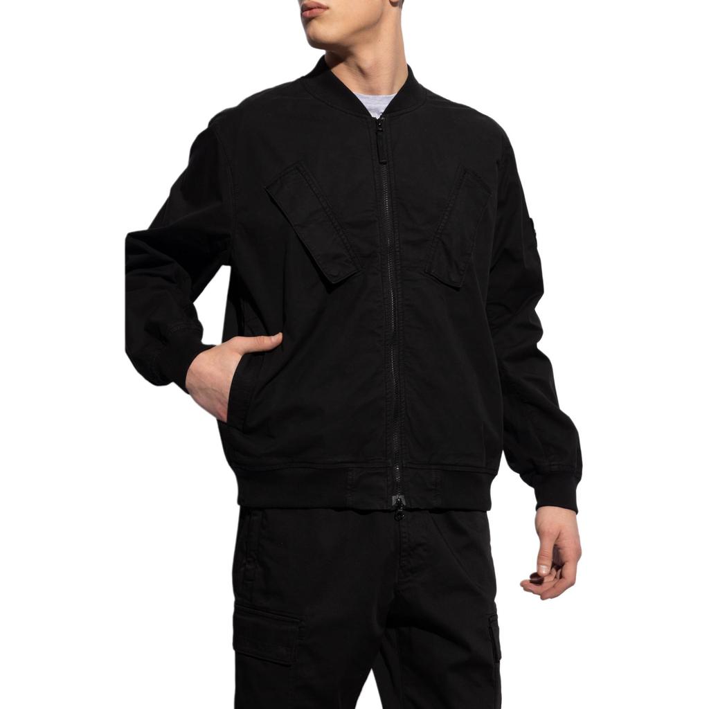 STONE ISLAND Solid Color Zip Bomber Pilot Jacket Men Jackets Black 801542510-V0029