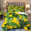 Digital Printing 3D Quilt Cover Tropical Plant Flower Quilt Cover Pillowcase Three-Piece Set
