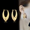 Vnox Women Chic Geometric Hoop Earrings,Gold Color Stainless Steel Big Round Ear Clip Jewelry,Anti Allergy Metal Party Accessory