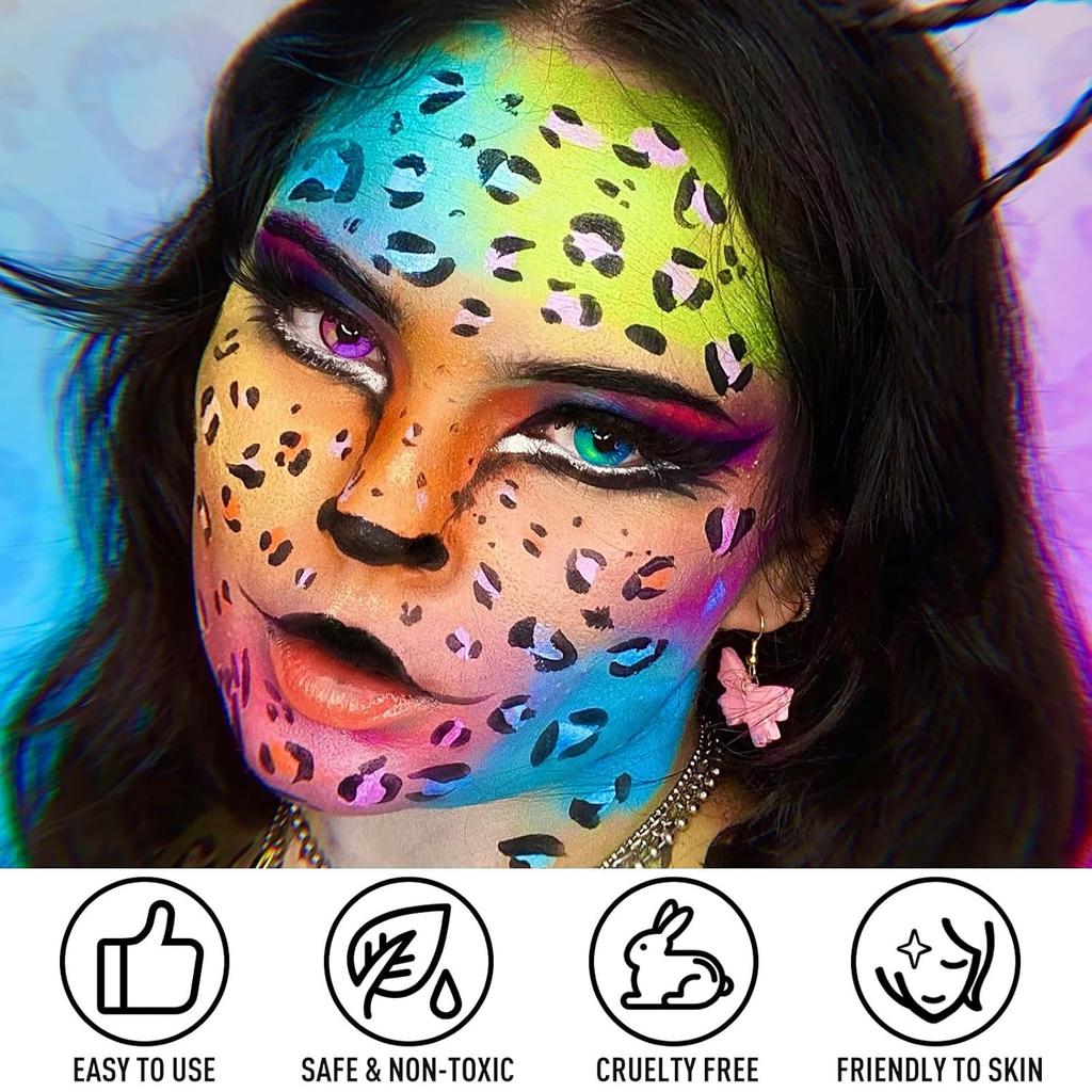 Paleta farb do malowania twarzy i ciała Athena, 20 kolorów, duża, czarno-biała, profesjonalna, do tatuaży błyskowych, Halloween, SFX, imprezowa, artystyczna, kostiumowa, festiwalowa, sceniczna, cosplay