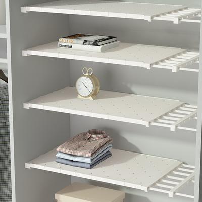 Organisateur de Placard Réglable Étagère de Rangement Support Mural Porte-Placard Télescopique Couche Séparée Étagère Décorative pour la Maison