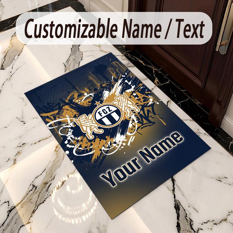 Crystal Velvet Rug FC Zürich Print Custom Name Text Floor Mat Home Decor