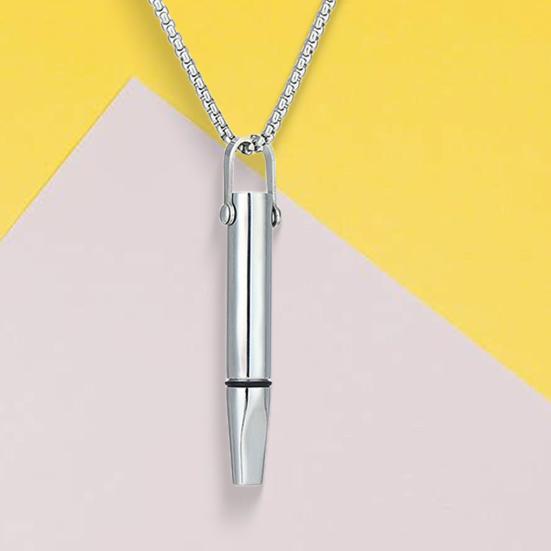 Mindfulness Breathing Necklace Stainless Steel Anxiety Breathe Necklace for Women Men Meditation Tuning Whistle Necklace for Stress Relief