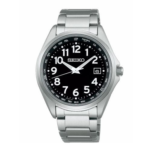 Seiko Watch Watch Seiko Selection Titanium Solar Radio Watch with World Time Function Arabic Numerals SBTM329 Men's Silver
