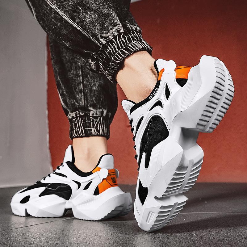 Men's Shoes 2021 Summer Breathable Sports Casual Running Teen Tide Shoes Heightening Black Dad Shoes