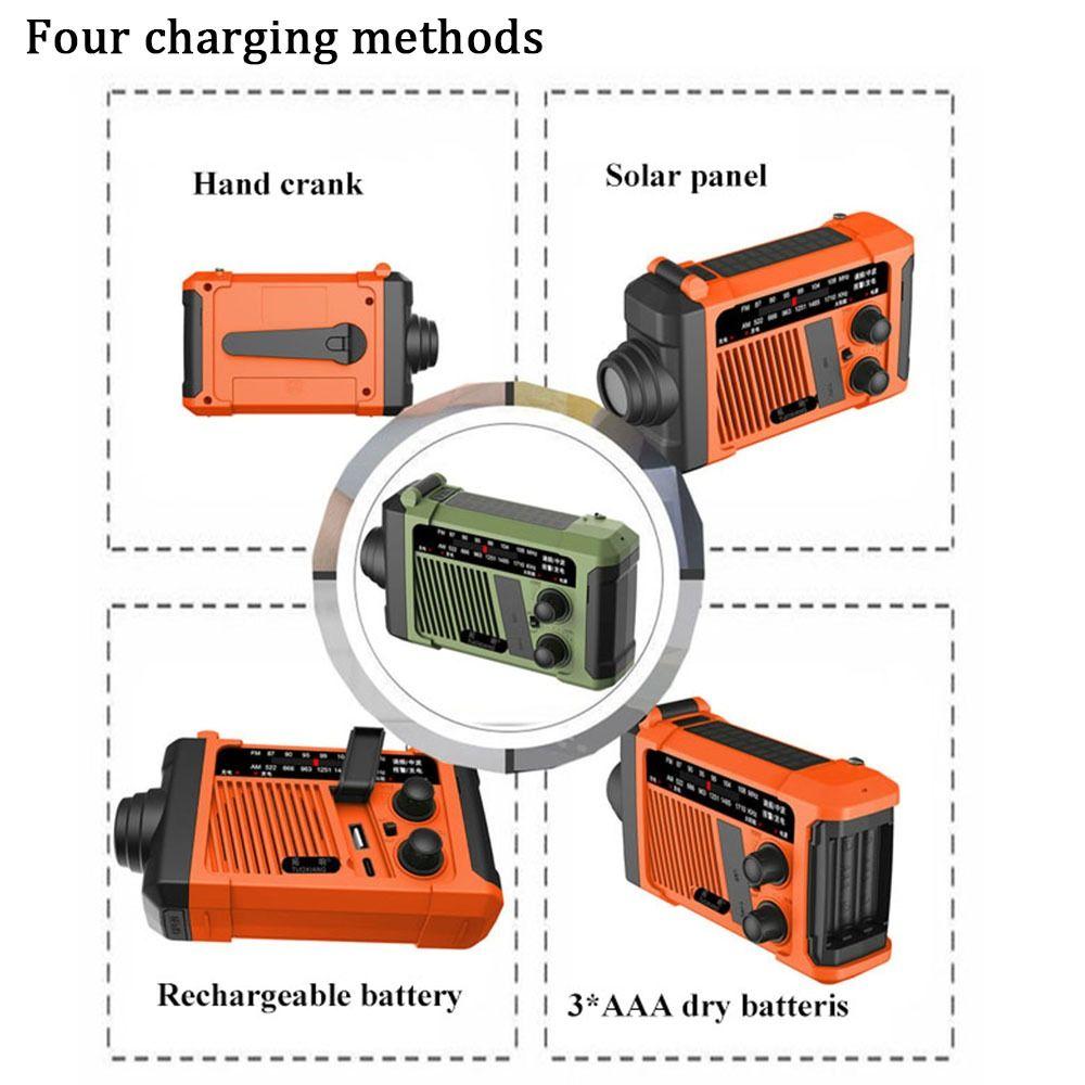 SOS Alarm Solar Power Emergency Radio With Flashlight AM/FM Radio Hand Crank Radio  Survival