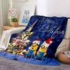 1Pc Christmas Minions Snowscape Blanket Soft Throw Blanket For Home Bedroom Bed Sofa Travel Office Solid Christmas Blanket