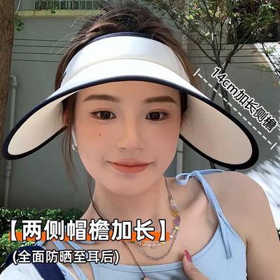 UPF + Double Ice Silk Sunscreen Hat Women's Summer Eaves New UV Protection Sunshade Empty Top Sun Hat