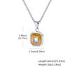 Stylish Square Pendant Necklaces for Men,Small Geometric Natural Stone Stainless Steel Pendant,Center Zircon Collars Gift