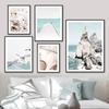 Nordic Posters and Prints For Wall Palm Tree Bird And Dolphin Beach Bridge Wall Art Canvas Painting For Living Room Decor