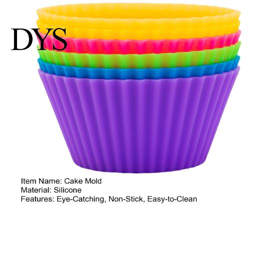 Round Cake Mold 6Pcs Silicone Muffin Egg Tart Baking Cups Non-Stick Food-Grade for Oven Microwave & Freezer Easy-Release Reusable Cupcakes Bread Cream