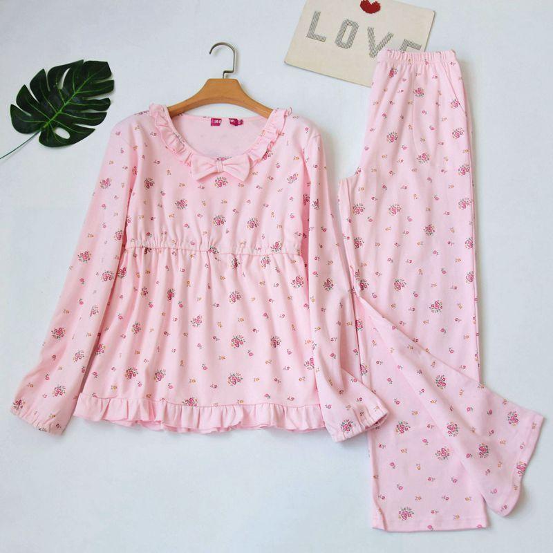 

Осенние Новые Женские Хлопковые Брюки с Бантом и Длинными Рукавами Pink 170