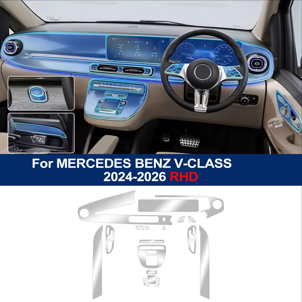 Vorgeschnittene TPU-Folie für Mercedes Benz V-Klasse W447 2025 2025 2026 Auto-Schaltkulissen-Panel Armaturenbrett Kratzfest Transparent PPF-Folie