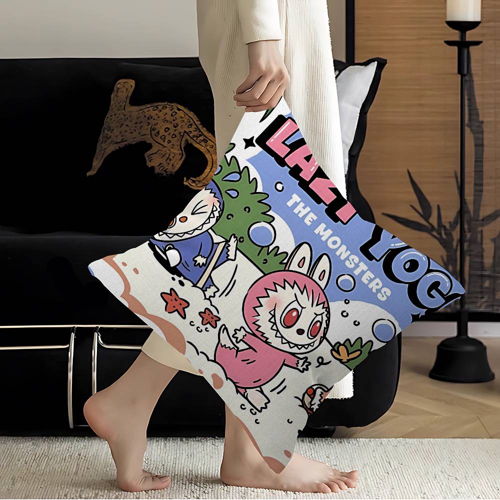 Cartoon L-Labubu Pillow Anime Pillow Sofa Bed Head Pillow Cover Cushion Cover 45X45 Cm Fashion