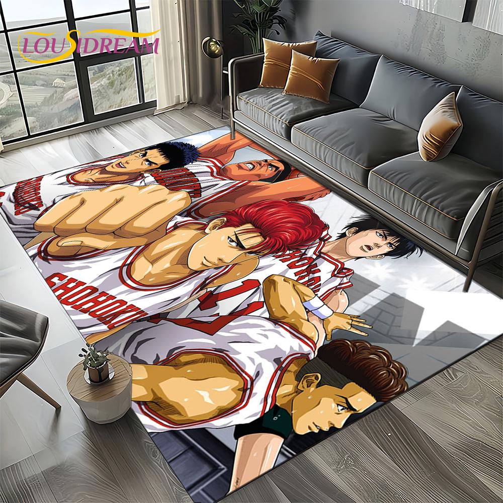 2025 New Cartoon Slam Dunk Anime Basketball Carpet Rug for Bedroom Living Room Home Sofa Decoration,kid Play Decor Floor Mat