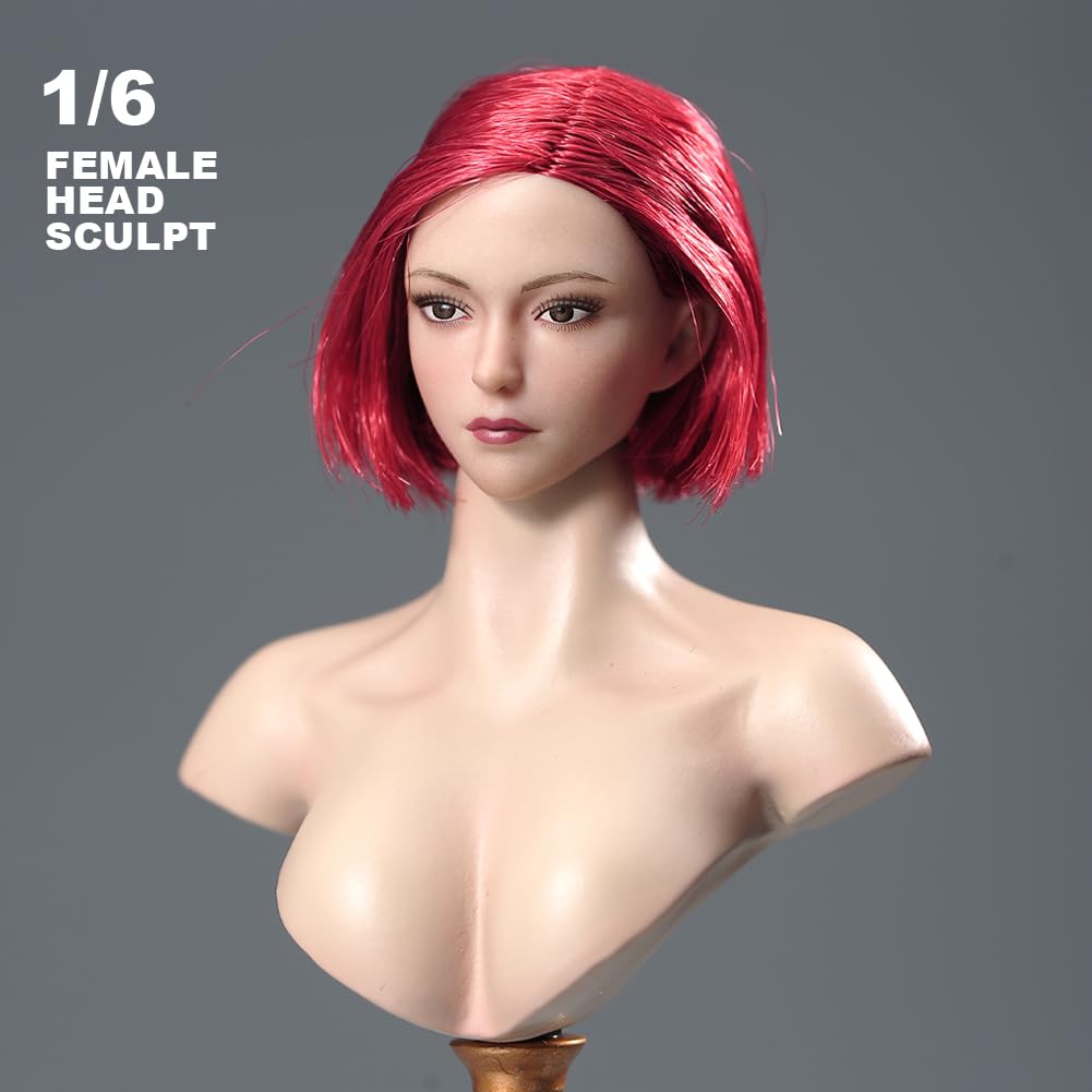 VERYCOOL VCF-2060 16 Scale Head Carving, Beautiful Girl Head Sculpt with Long Hair, Fits 12-Inch Female Action Figures (B)
