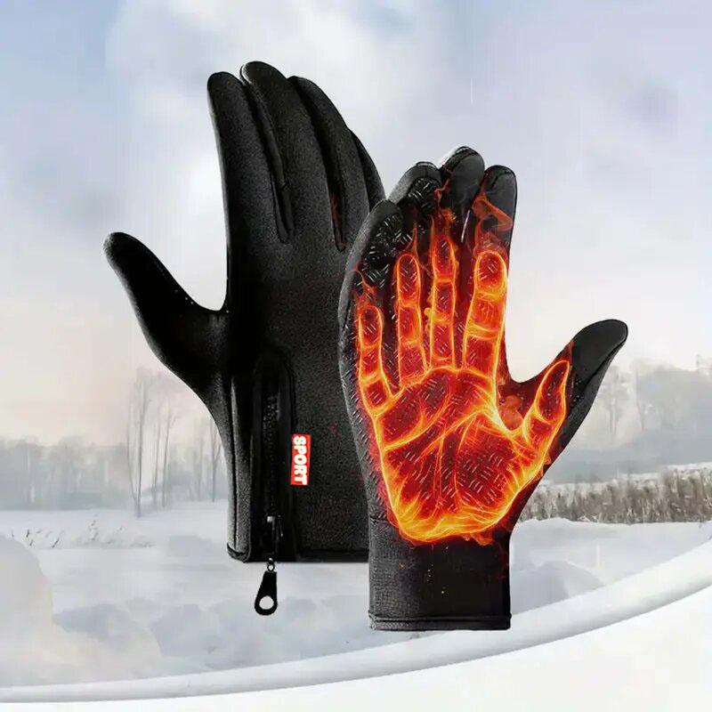 Lightweight Thermal Winter Gloves Touchscreen Compatible Non-Slip Cycling Driving Running Waterproof Gloves for Cold Weather