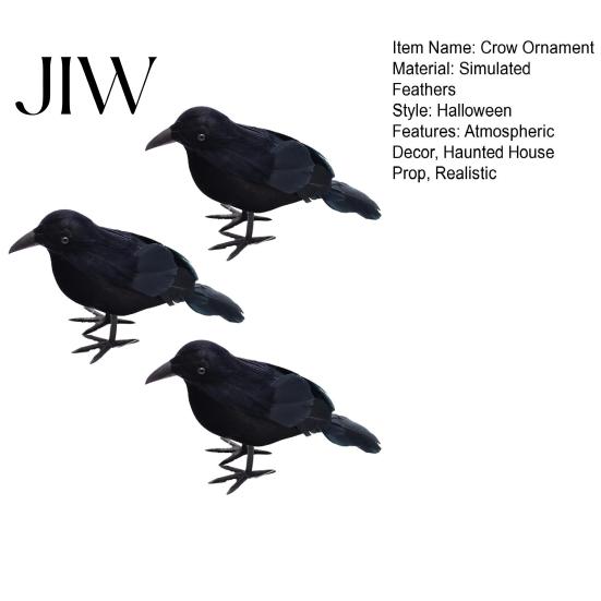 Creepy Bird Prop for Parties Realistic Crows Figurine, Lifelike Feathered Raven Statue Haunted House, Scary Mystery Atmosphere Halloween Party Props,