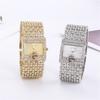 Simple Square Gold Ladies Watch Fashion Classic Alloy Diamond Bracelet Ladies Watch Gold Silver Diamond Scale Dial Quartz Reloje