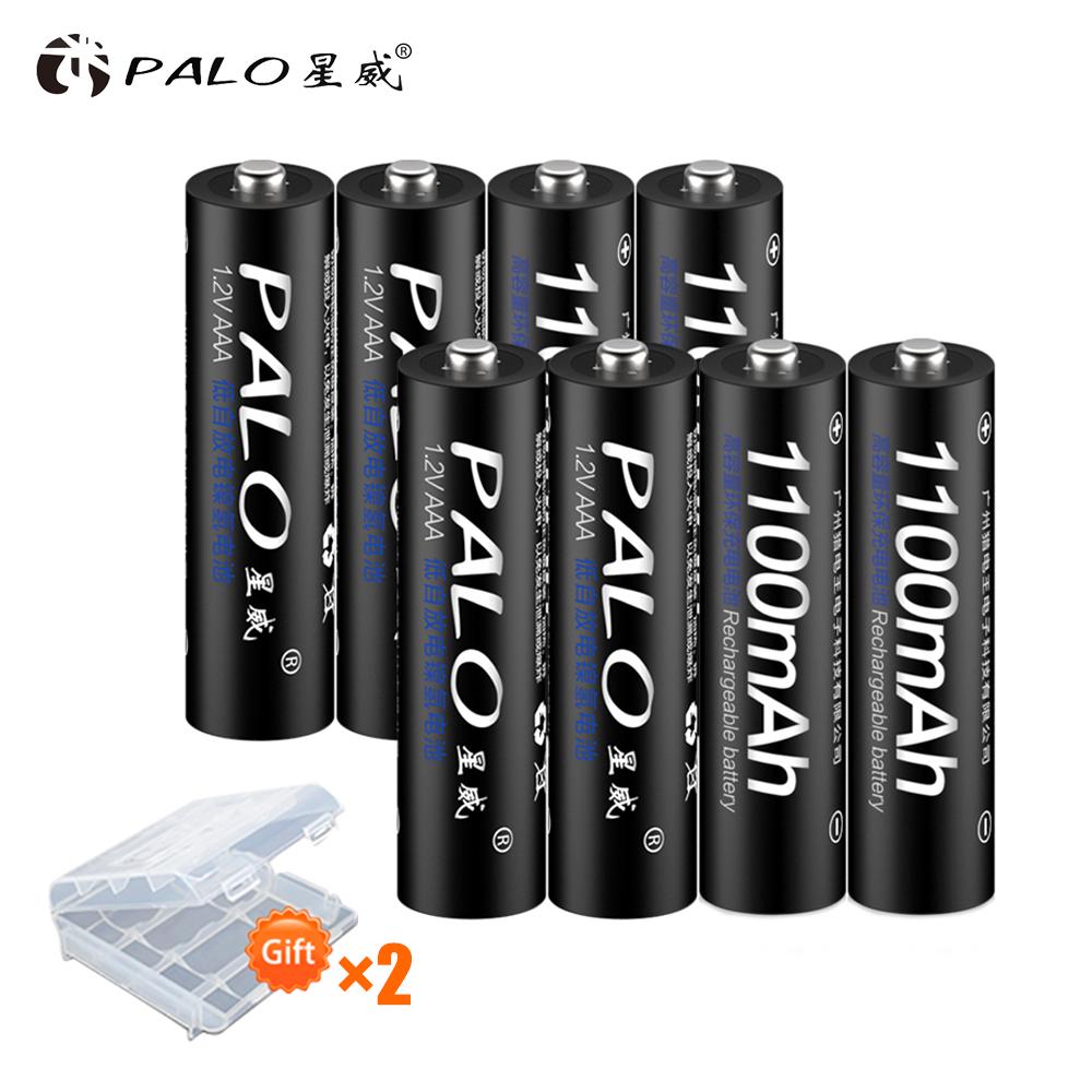 PALO 8pcs AAA Rechargeable Battery Ni-mh 1.2v Batteries + LCD Display Charger for Aaa Ni-mh Ni-cd Battery