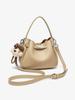 Korean Style Genuine Leather Bucket Bag with Cute Dog Pendant - Versatile Crossbody and Shoulder Bag for Women