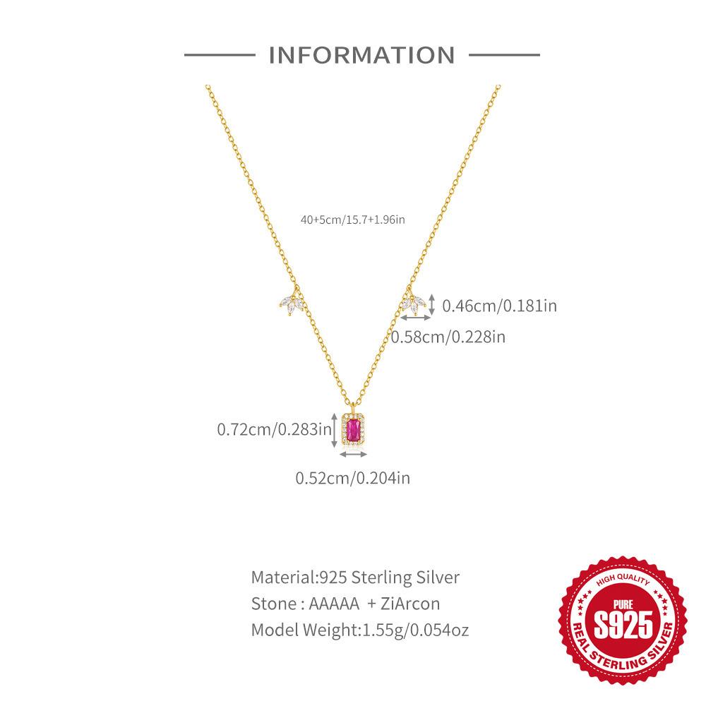 Stylish And Simple S925 Sterling Silver Blue Ruby With Diamond Horse'S Eye Stacked Women'S Versatile Collarbone Necklace