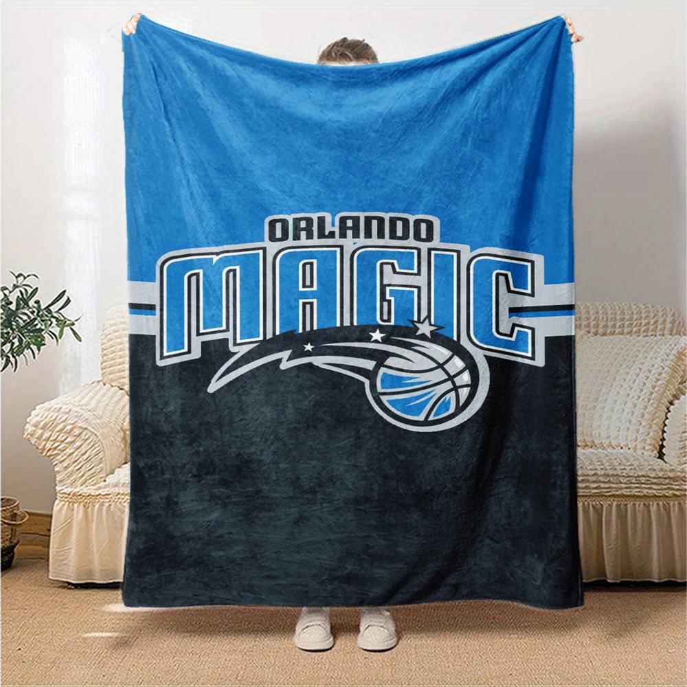 Orlando Magic Logo Print Flannel Blanket High Quality Warm Comfortable Cover for All Seasons Perfect for Gifts Home Decor