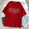 Summer Adventure Letter Graphic Women T Shirts Breathable Summer T-Shirt Street Soft Tees Clothing O-Neck Cotton Short Sleeve