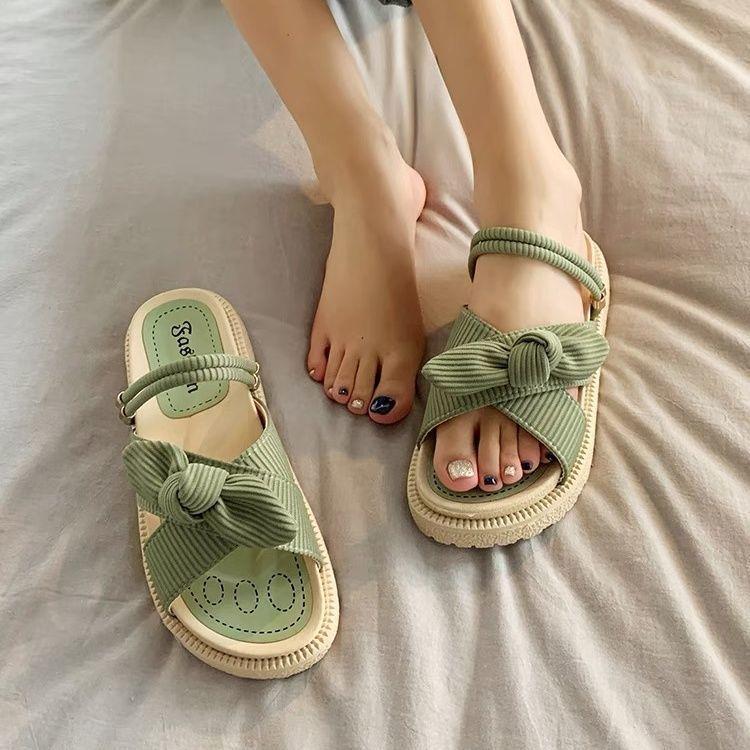 Internet Celebrity Explosion with Skirt Sandals Female Summer Fairy Wind 2025 New Fashion Student Platform Roman Flats