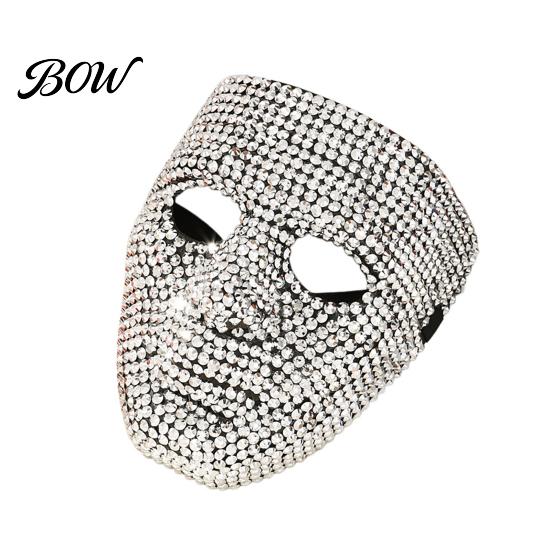 Eye-catching Festival Mask Halloween Rhinestone Full Face Mask, Sparkly Masquerade for Sparkling Photoshoots Dance Performance, Lightweight серебряный