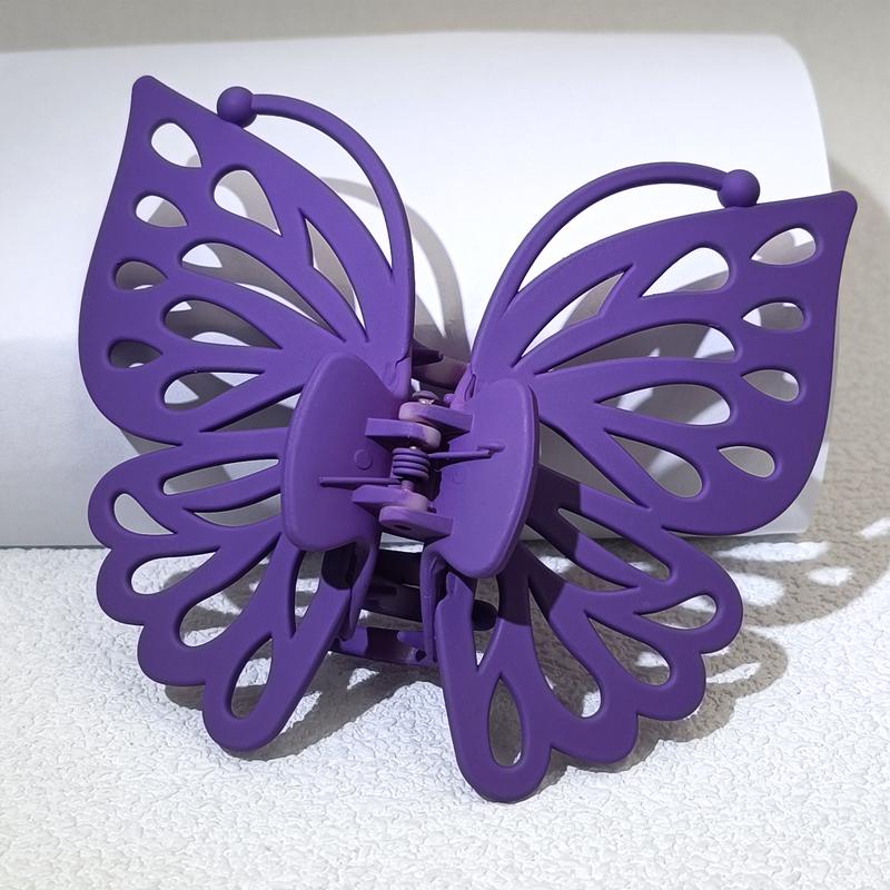 9cm Sweet Women Girl Young Fashion Gift Back Head Clip Hairpin Candy Color Single Layer Hollow Wing Antennae Butterfly Hair Claw