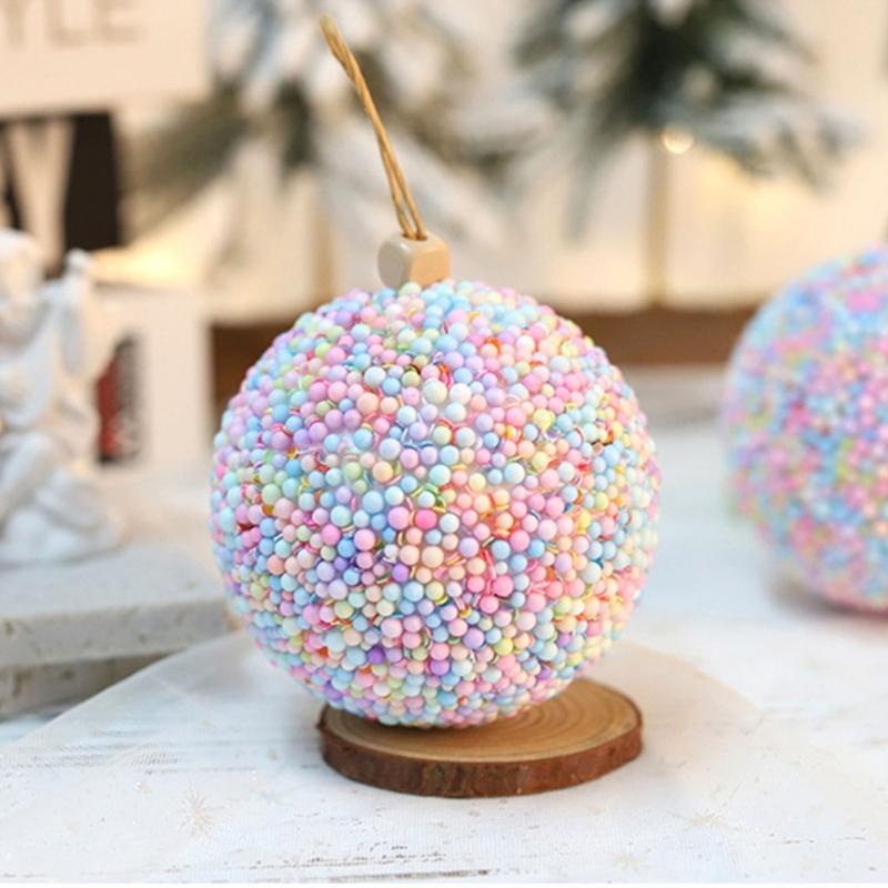 Packung mit 3 weichen Schaumstoffkugeln in Macaron-Farben, Schaumstoff-Weihnachtsbaumschmuck, tragbar und langlebig für Festival-Heimdekorationen