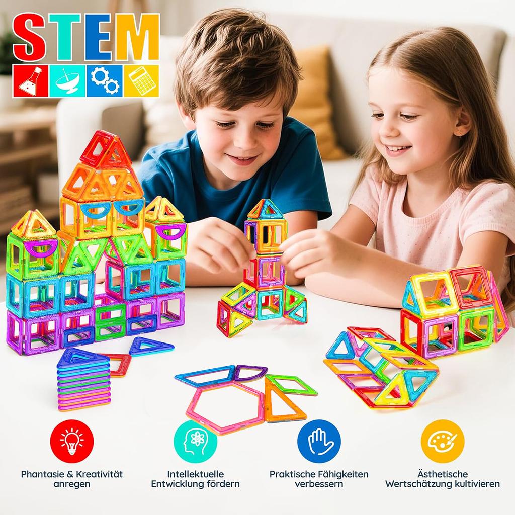 Magnetic Building Blocks 3D STEM Constructor Set For Kids Educational Toys Multiple Shaped Magnetic Building Blocks 35/65/95PCS