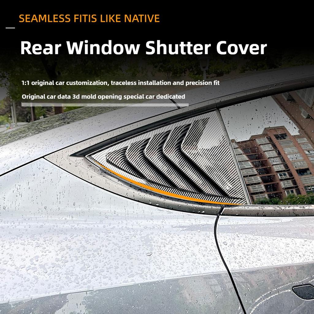 Für Tesla Model Y Juniper 2025 Model 3 Highland 2025 Heckseitenfenster Jalousie Abdeckung Verkleidung Stilvolles Aussehen Dreieckige Lamellen Modifiziert