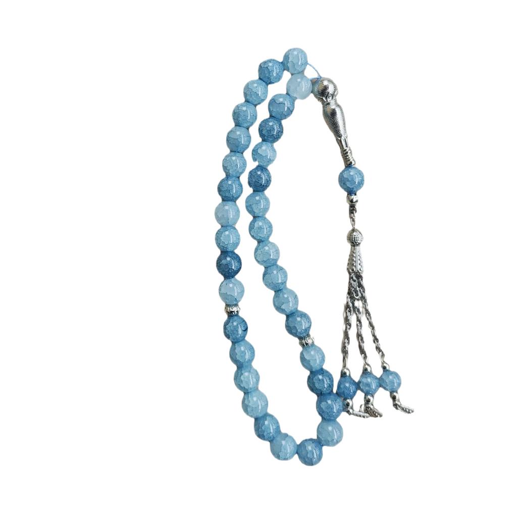33-bead Dragon-pattern Stone 10mm Prayer Beads Arabic Islamic Ethnic Tasbih Bracelet with Ice-crack Pattern