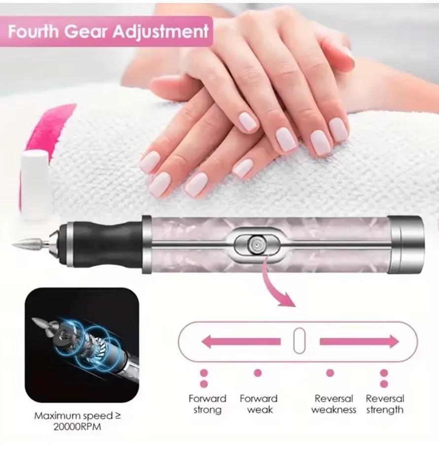 Nail Art Tools Professional Set Electrical  Adjustment Rechargeable Electric Nail Grinder Nail Art  Tools Sets For Home Salon