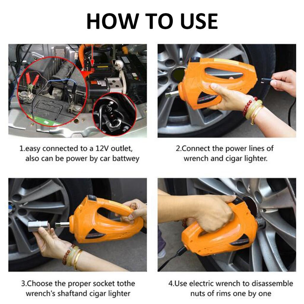 100W Electric Impact Wrench Kit Car Air Pneumatic Impact Wrench Tire Repair Tool 25x9x13.5cm