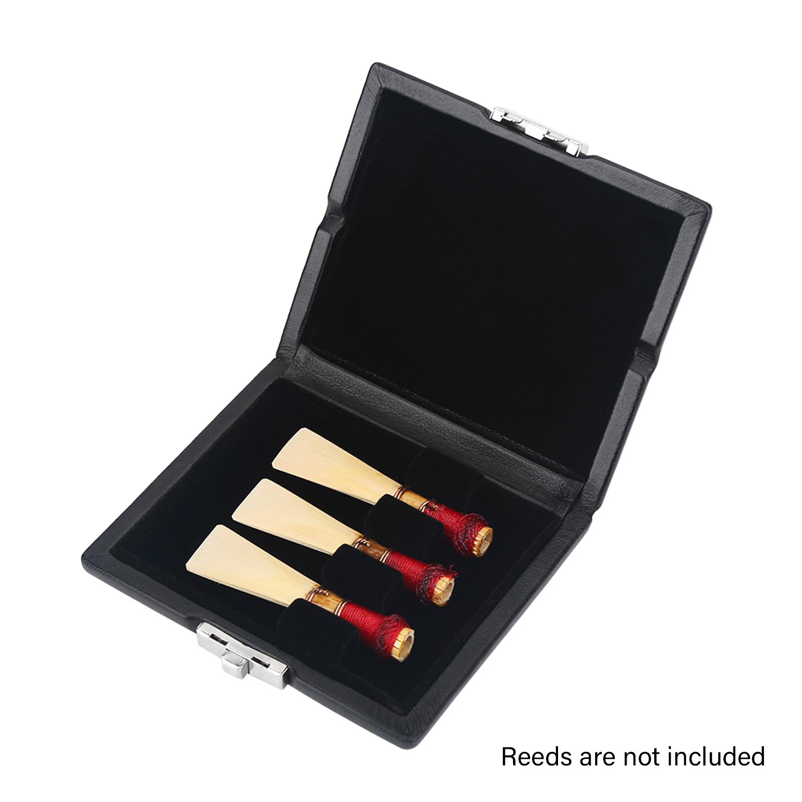 Boîte de rangement pour anches de basson en cuir PU Noir avec fentes pour 3 anches