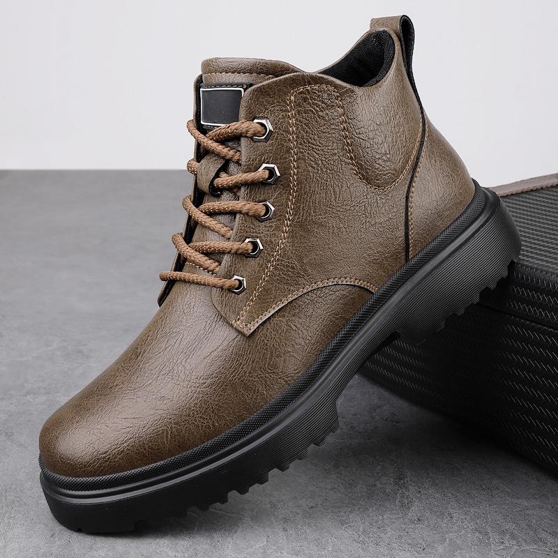 New Autumn Mens Ankle Boots High Top Fashion Shoes Outdoor Sneakers Leisure Comfortable Motorcycle Boots Soft Male Lace-Up Botas