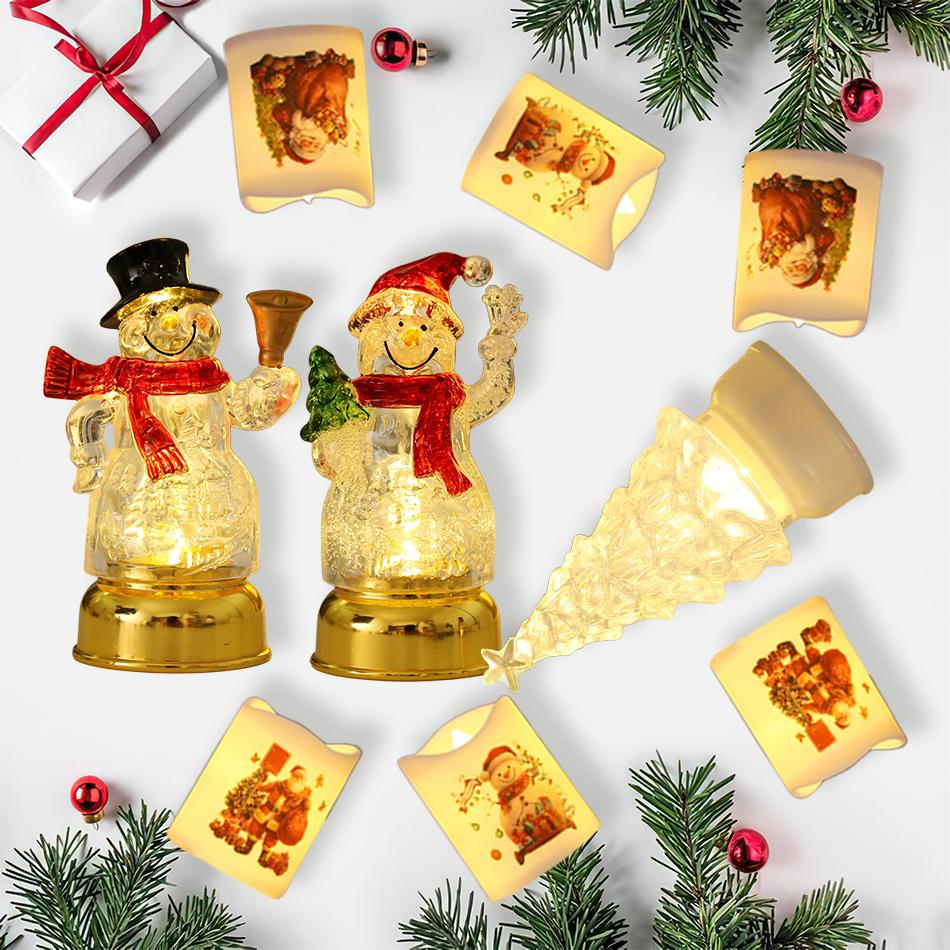 Nowa Świąteczna LED Znicz Elektroniczny Symulacja Świecy Mikołaj Bałwan Światło Atmosferyczne FesOświetlenie Otoczenia Xmas Prezent