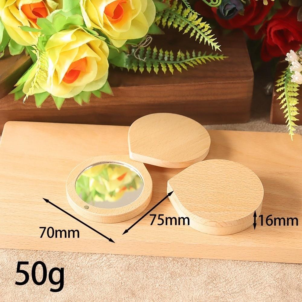 Foldable Wood Makeup Mirror Rotatable Small Mirror Portable Pocket Mirror  Outdoor