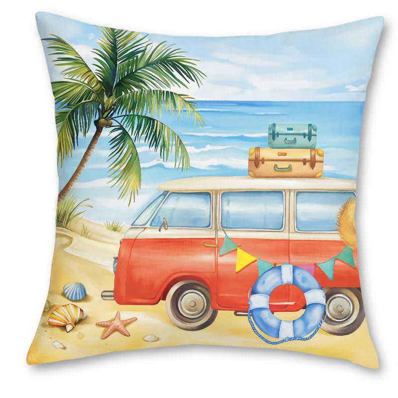 Home Decor Life Better At Beach Pillow Covers Pattern Cushion Cover Suitable For Sofa Bedroom Car Pillow Cover