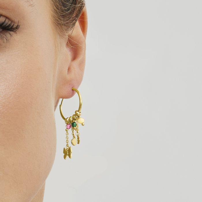 Boucles D'oreilles Luxenter En Argent 925 Avec Cristal Multicolore Et Finition En or Jaune 18 Carats Diamètre 19mm- Papillon